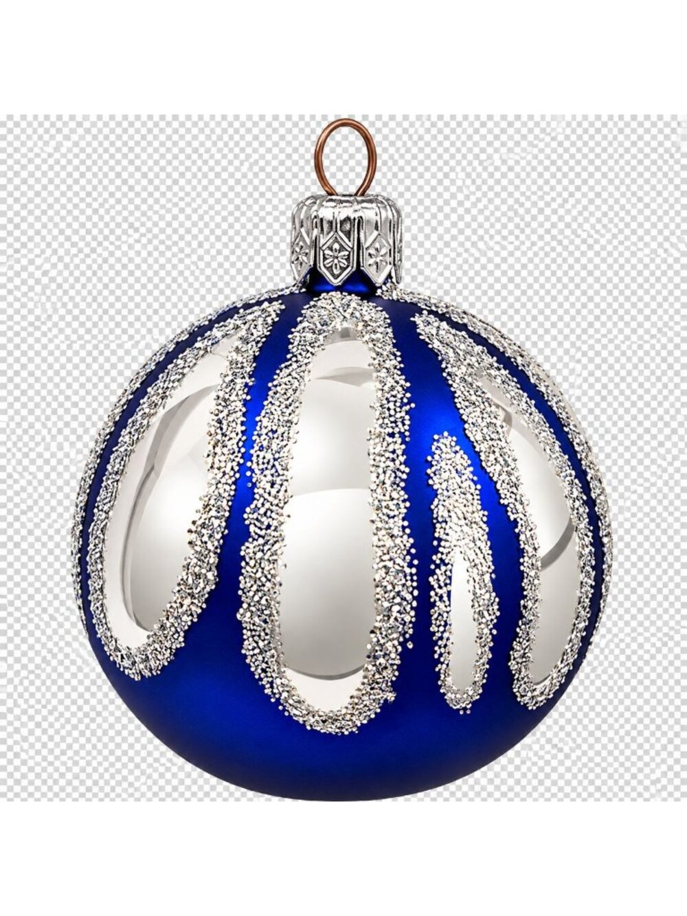 Vintage Slovakia Cobalt Blue Silver Glass Christmas Ornaments Set of 4 Boxed - Picture 3 of 10